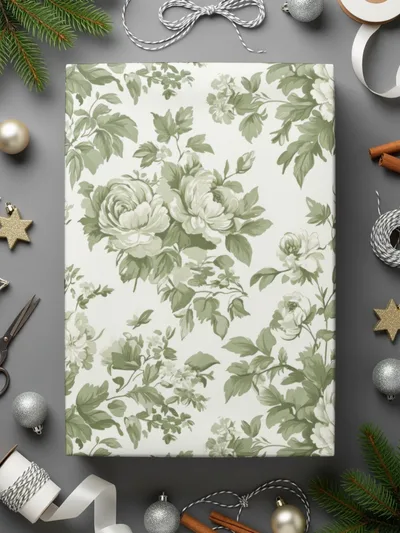 Elegant Green and White Toile Floral Pattern Repeating Design, Vintage Chinoiserie Sage Green Pattern - Moore and Mountain
