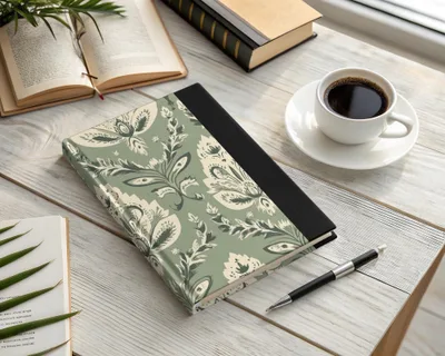 Elegant Kalamkari Art Inspired Seamless Indian Pattern Sage Green Motif - Moore and Mountain
