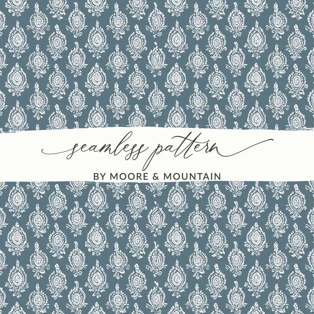 Blue and White Seamless Pattern by Moore and Mountain