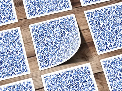 Elegant Navy Blue Botanical Leaves All Over Pattern Digital - Moore and Mountain