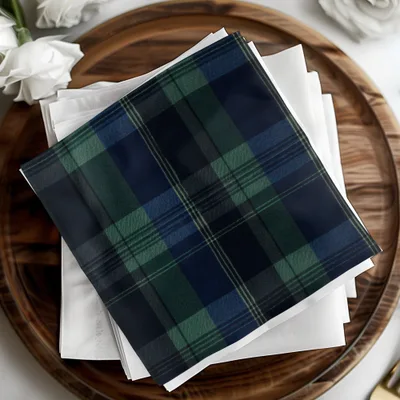 Elegant Seamless Navy Blue Tartan Fashionable Fabric - Moore and Mountain