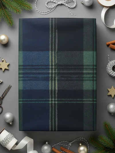 Elegant Seamless Navy Blue Tartan Fashionable Fabric - Moore and Mountain