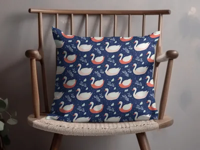 Elegant Swans on Navy Background Patterned Artwork Digital - Moore and Mountain