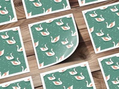 Elegant Swans Swimming on Teal Pond Repeating Pattern - Moore and Mountain