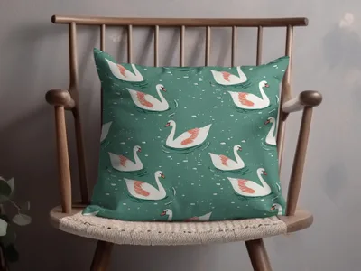 Elegant Swans Swimming on Teal Pond Repeating Pattern - Moore and Mountain