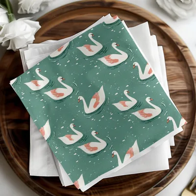 Elegant Swans Swimming on Teal Pond Repeating Pattern - Moore and Mountain