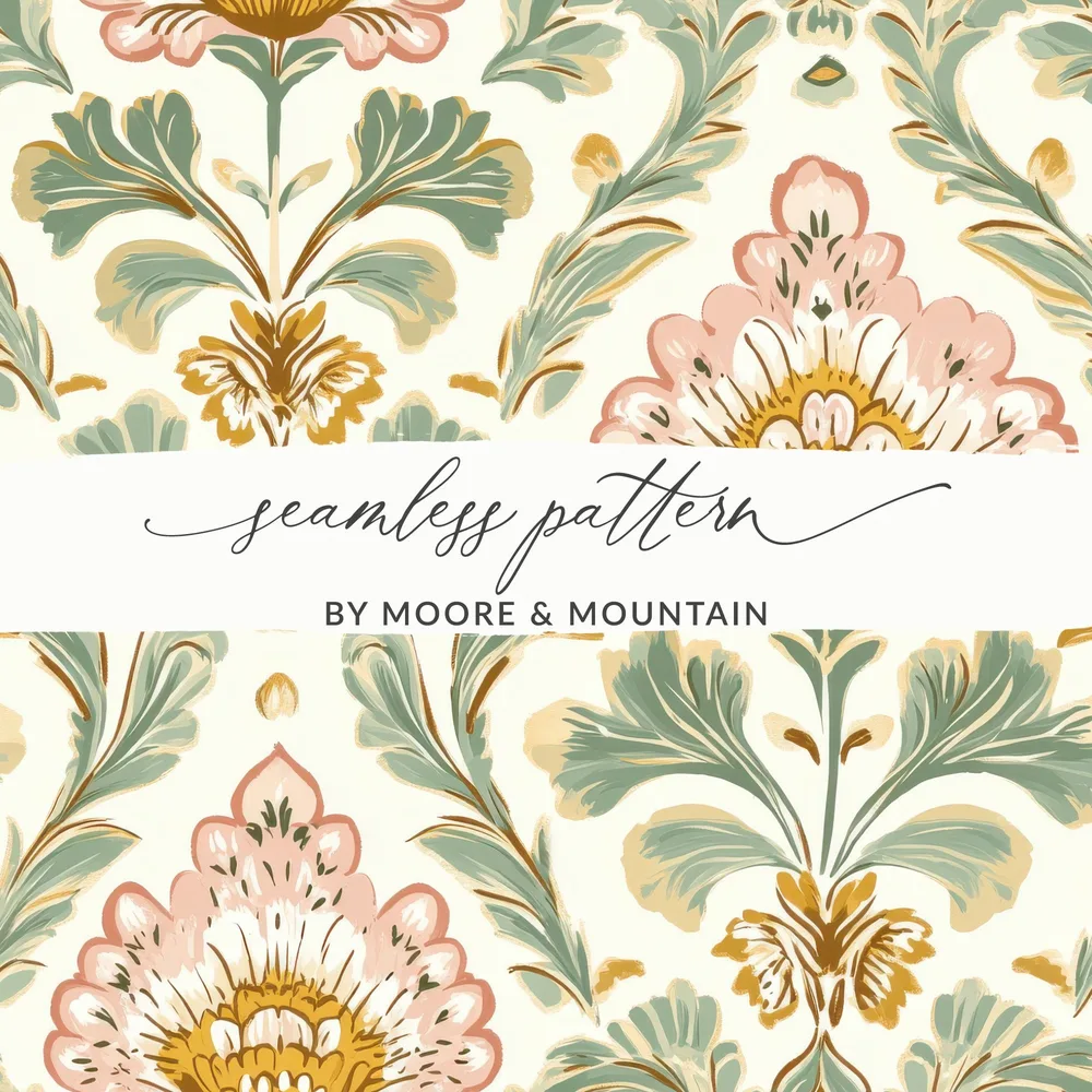 Elegant Vintage Floral Chintz Pattern for Textile Design