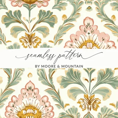 Elegant Vintage Floral Chintz Pattern for Textile Design