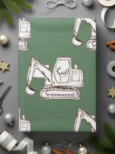 Excavator Pattern Digital Paper, Construction Vehicles Background, Digger Truck Repeat Pattern, Seamless Tileable Texture, Scrapbooking - Moore and Mountain