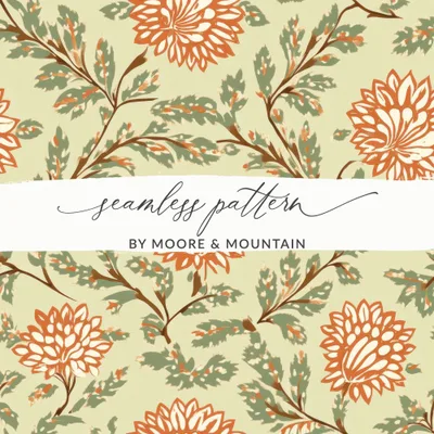 Exquisite Floral and Foliage Chintz Seamless Pattern Vintage Chintz Seamless Pattern