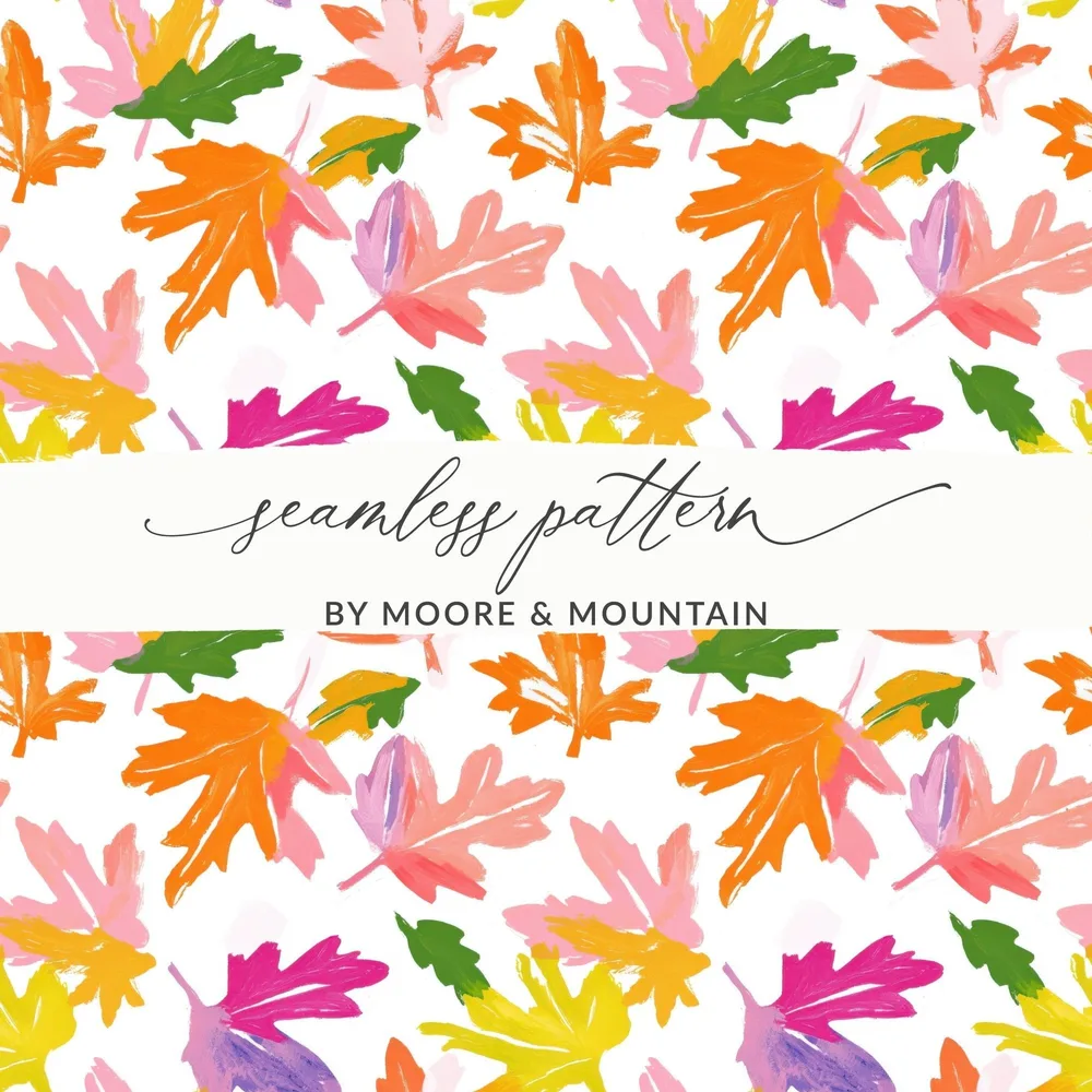 Fall Abstract Preppy Colorful Leaves Design On White Background Digital - Moore and Mountain