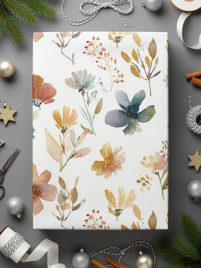 Fall Autumn Floral Watercolor Floral Seamless Pattern, Digital Paper, Flowers and Leaves, Autumn Colors, Printable Background, Fall Designs - Moore and Mountain