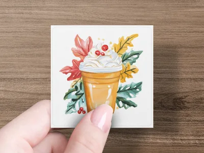Fall Coffee PNG Digital Download, Watercolor Pumpkin Spice Latte Clipart, Cozy Autumn Iced Coffee Sublimation Design, Thanksgiving Clipart