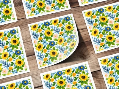 Fall Seamless Watercolor Sunflower Floral Repeat Pattern Garden Illustration - Moore and Mountain