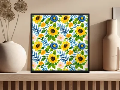 Fall Seamless Watercolor Sunflower Floral Repeat Pattern Garden Illustration - Moore and Mountain