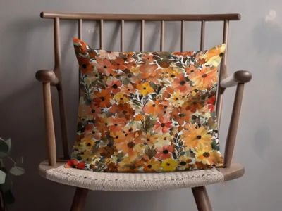 Vibrant Autumn Floral Pattern Throw Pillow Product