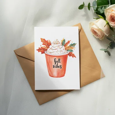 Fall Vibes Coffee PNG Digital Download, Watercolor Pumpkin Spice Latte Clipart, Cozy Autumn Drink Sublimation Design, Fall Aesthetic Art