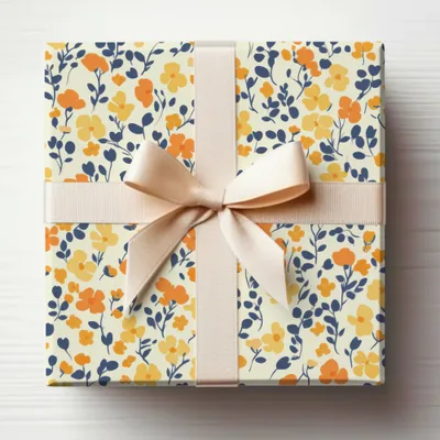 Elegant Floral Gift Box with Ribbon Perfect Wrapping