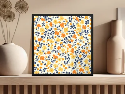 Vibrant Floral Pattern Framed Art Print For Home Decor