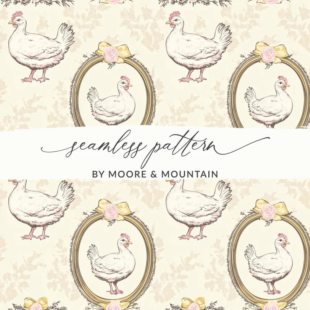 Charming Chicken and Frame Seamless Pattern Design