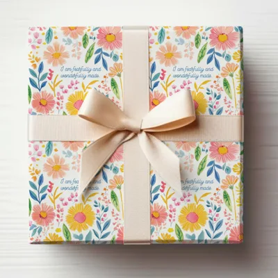 Floral Gift Wrap with Affirmation Design Gift Wrapping
