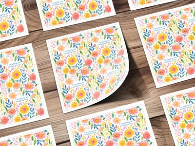Vibrant Floral Design with Inspirational Quote Stickers