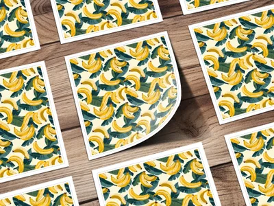 Fun Yellow Bananas and Green Leaves Decorative Sticker
