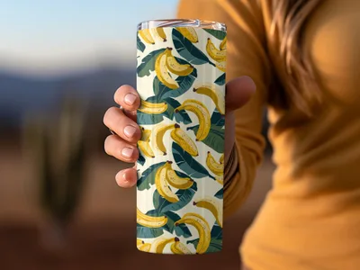 Banana Leaves Pattern Insulated Tumbler Cup