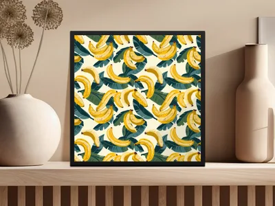 Vibrant Banana Pattern Wall Art Framed Print Decor