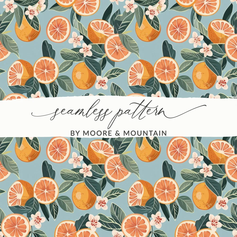 Vibrant Orange and Blue Seamless Pattern by Moore & Mountain