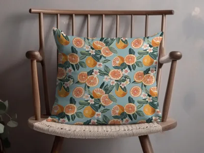 Colorful Citrus Fruit Pattern Throw Pillow
