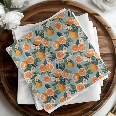 Citrus and Blossoms Pattern Decorative Napkin Set