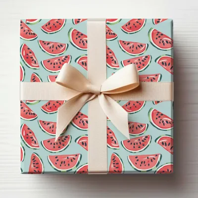 Watermelon Print Gift Wrapping Paper with Bow Design