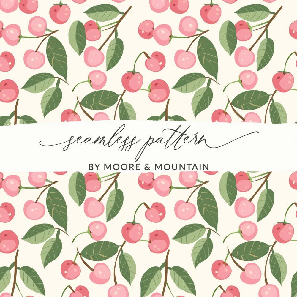Cherry-Themed Seamless Pattern by Moore & Mountain Design