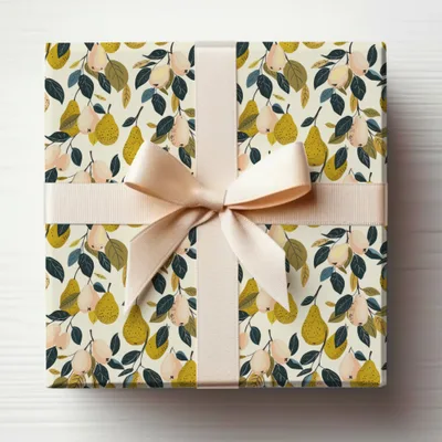 Elegant Floral Gift Wrapping Paper with Ribbon Bow