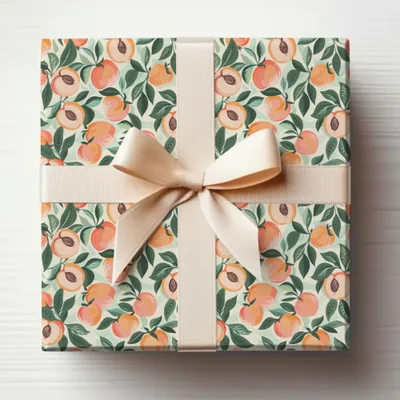 Elegant Peach-Themed Gift Box with Cream Bow Design