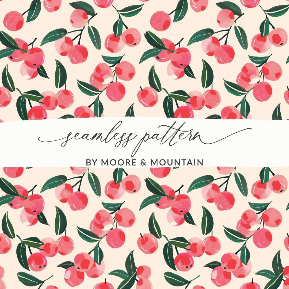 Peach and Green Seamless Pattern by Moore & Mountain Design