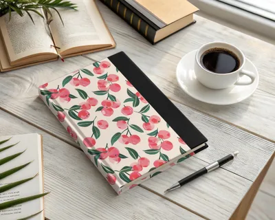 Floral Cherry Blossom Pattern Hardcover Journal