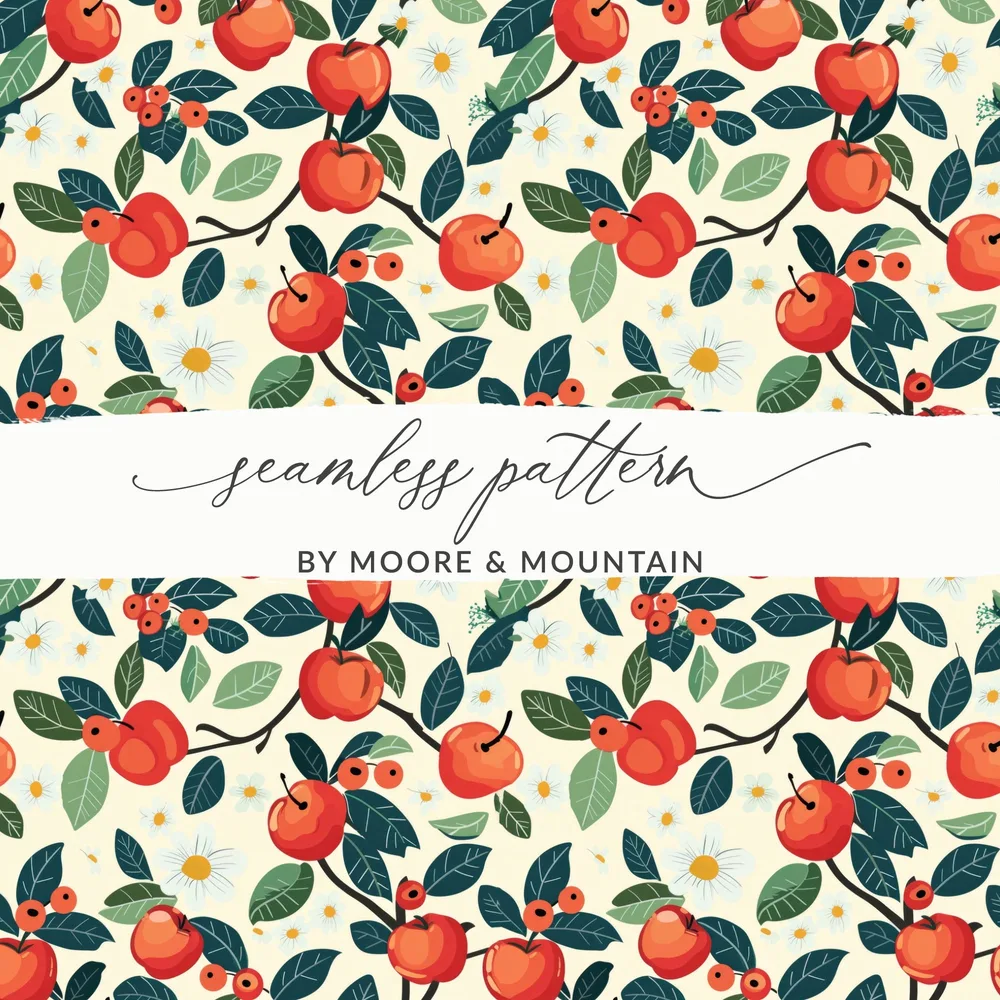 Colorful Fruit and Floral Seamless Pattern Design