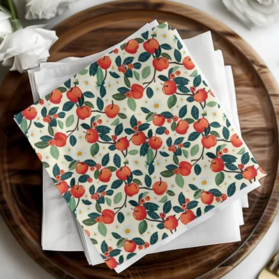 Vibrant Colorful Fruit and Leaves Pattern Napkins