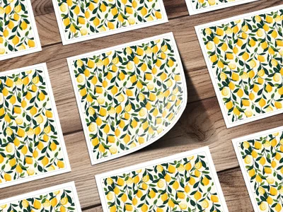 Vibrant Lemon Pattern Decorative Sheet Sticker Set