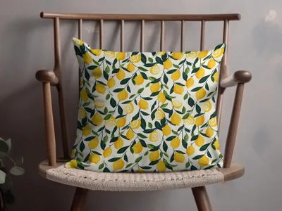 Vibrant Lemon Print Throw Pillow for Home Decor