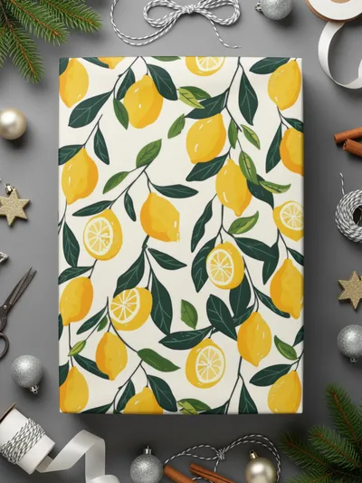 Lemon Pattern Wrap for a Festive Holiday Present