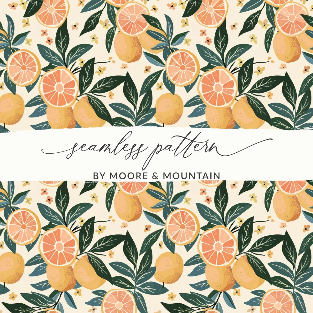 Fresh Citrus and Leaves Seamless Pattern Design