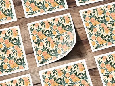 Citrus Fruit and Leaves Pattern Print Art Poster Decor