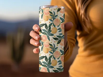 Citrus and Green Leaves Design Tumbler Product