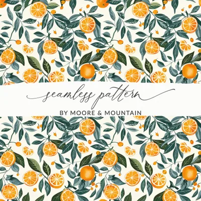 Citrus Feminine Oranges Seamless Pattern High Resolution Digital