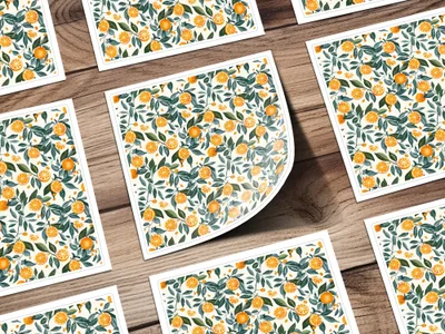 Vibrant Orange and Green Citrus Pattern art print