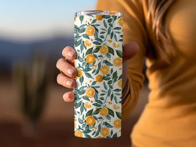 Citrus Pattern Insulated Tumbler Travel Mug