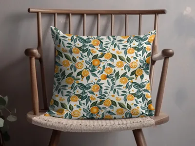 Citrus Fruits and Leaves Pattern Throw Pillow